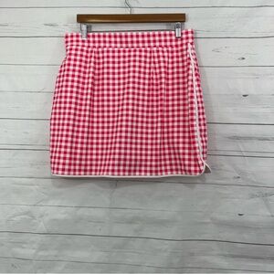 J.Crew ** Factory Pink White Gingham Check Athletic Skort Sz Women XL